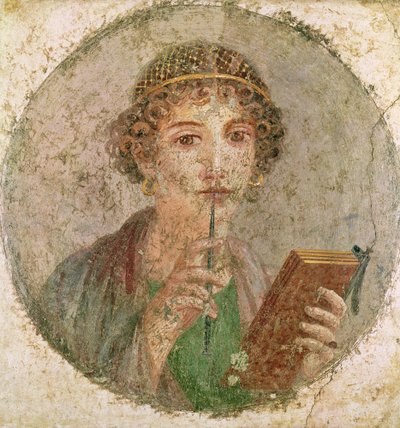 Retrato, de, um, menina jovem, de, pompeii de Roman